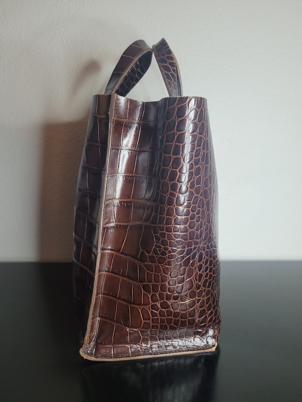Furla Divide Croc Embossed Leather Tote - Picture 5 of 16